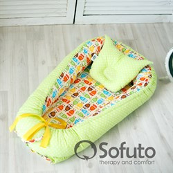 Кокон-гнездышко Sofuto Babynest Owl sand