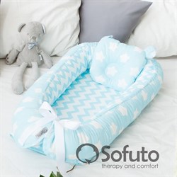 Кокон-гнездышко Sofuto Babynest Stars and waves aqua