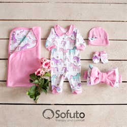 Комплект на выписку летний (5 предметов) Sofuto baby unicorn