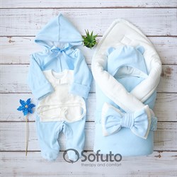 Комплект на выписку демисезонный (6 предметов) Sofuto baby Blue simple