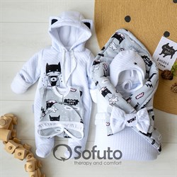 Комплект на выписку холодная зима (6 предметов) Sofuto baby Supercat