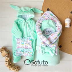 Комплект на выписку холодная зима (6 предметов) Sofuto baby Bunny mint