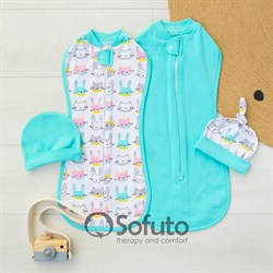 Комплект пеленок утепленный Sofuto Swaddler Mint bunny