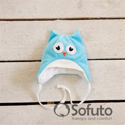 Шапочка велюровая утепленная на завязках Sofuto baby Owl laguna