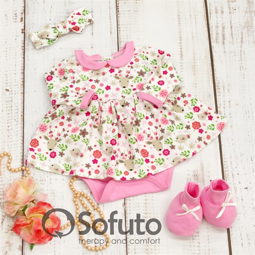 Комплект из боди-платья  с аксессуарами Sofuto baby Flowers - фото 10019