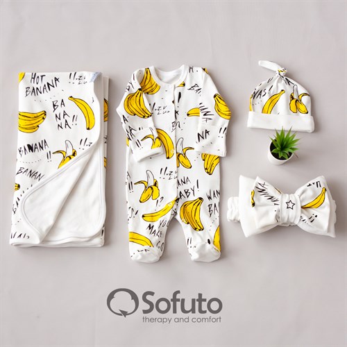 Комплект на выписку летний (4 предмета) Sofuto baby Bananas - фото 10448