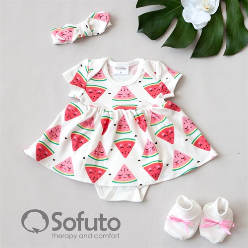 Комплект из боди-платья  с аксессуарами Sofuto baby Watermelon - фото 10989