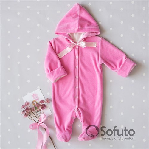 Комбинезон велюровый на кнопках Sofuto baby Pink