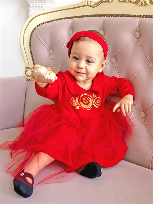 Боди-платье фатиновое с повязкой Sofuto baby red
