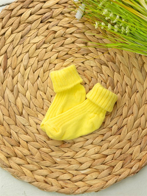 Носочки для новорождённых в рубчик Yellow - фото 24666