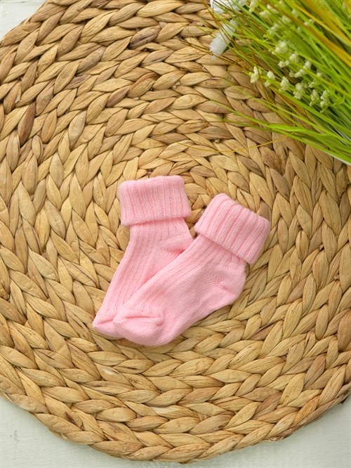 Носочки для новорождённых в рубчик Pink - фото 24673