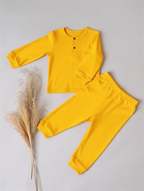 Пижама детская Button neck Mustard - фото 28124