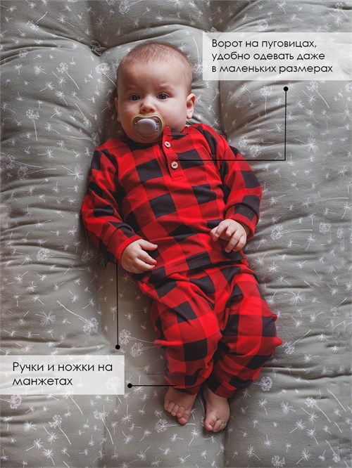 Пижама детская Button neck Red chek SPBNPJM049 - фото 31277