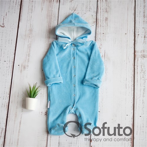 Комбинезон велюровый на кнопках Sofuto baby Blue (уценка) S2453Б - фото 31603