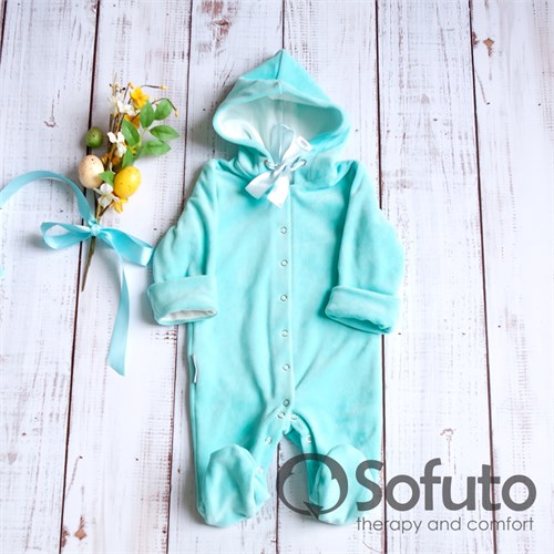 Комбинезон велюровый на кнопках Sofuto baby Mint (уценка) S2300Б - фото 31607