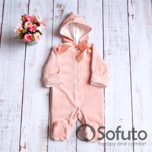 Комбинезон велюровый на кнопках Sofuto baby Poudre