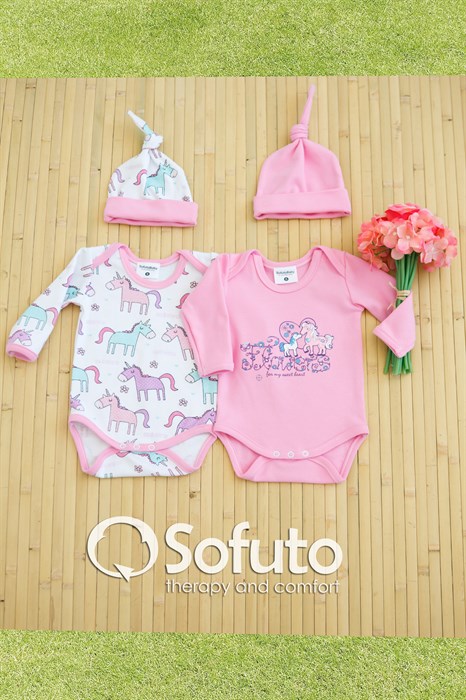 Комплект боди (4 предмета)  Sofuto baby unicorn - фото 6852