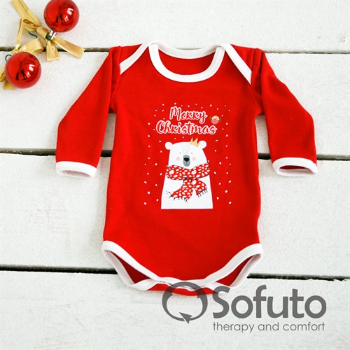 Боди детское Sofuto baby New year red with white - фото 9943