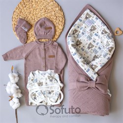 Комплект на выписку вязаный (8 предметов) Sofuto baby Teddy