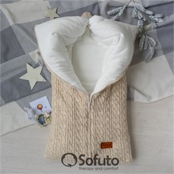 Конверт для автокресла зимний вязаный на молнии Sofuto Melange Cream S3063