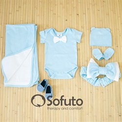 Комплект на выписку жаркое лето (5 предметов) Sofuto baby Blue simple