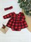 Боди детское с юбочкой и повязкой Sofuto baby Red check