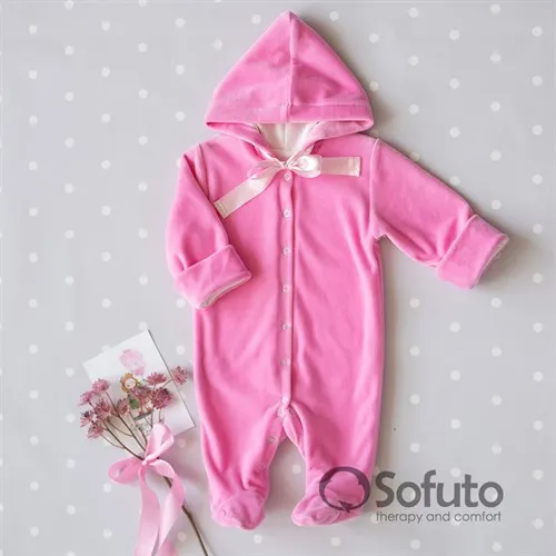 Комбинезон велюровый на кнопках Sofuto baby Pink