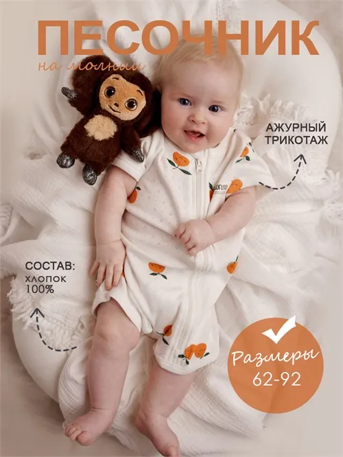 Ромпер ажур мандаринки (молочный с мандаринками) Ромпер ажур мандаринки (молочный с мандаринками)