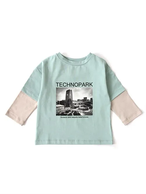 Лонгслив Технопарк мятный