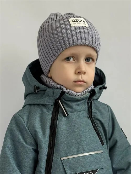 Комплект шапка+снуд Russ light gray, светло-серый Комплект шапка+снуд Russ light gray, светло-серый