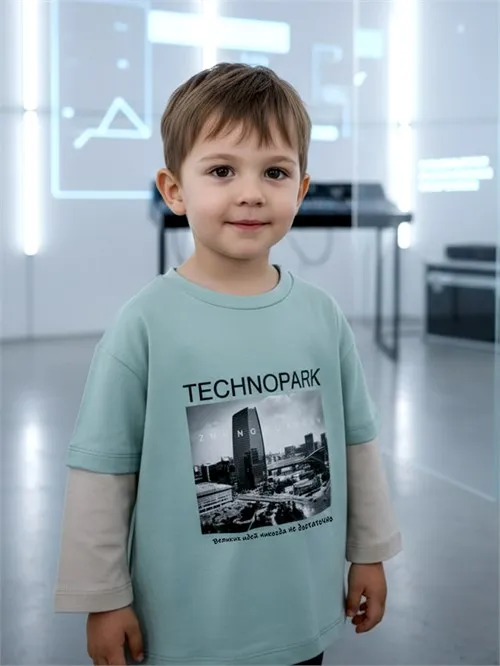 Лонгслив Технопарк мятный