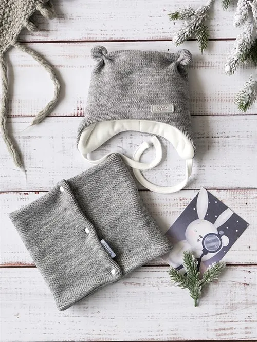 Шапочка зимняя вязаная Sofuto baby Melange gray Шапочка зимняя вязаная Sofuto baby Melange gray