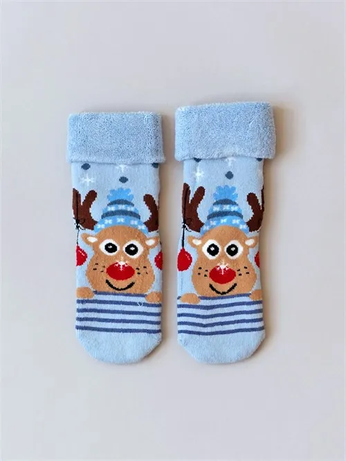 Носочки махровые Striped deer, голубой Носочки махровые Striped deer, голубой