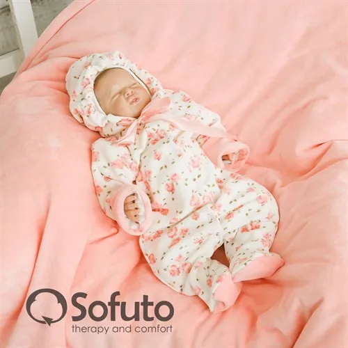 Комбинезон велюровый на кнопках Sofuto baby Tea rose