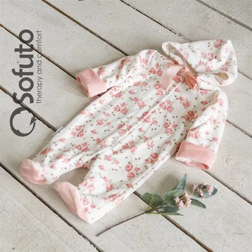 Комбинезон велюровый на кнопках Sofuto baby Tea rose