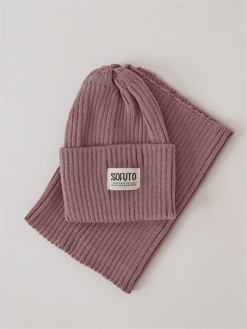Комплект шапка+снуд Russ Pink, розовый