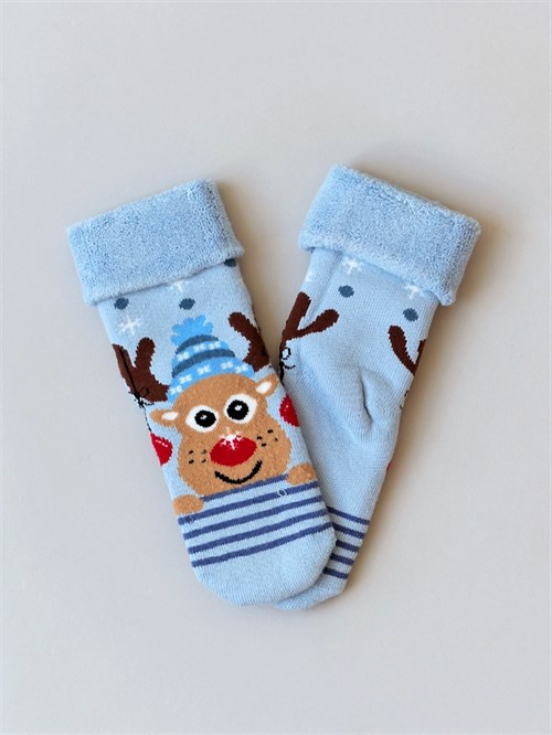 Носочки махровые Striped deer, голубой