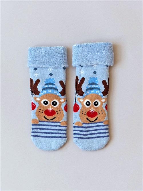 Носочки махровые Striped deer, голубой Носочки махровые Striped deer, голубой