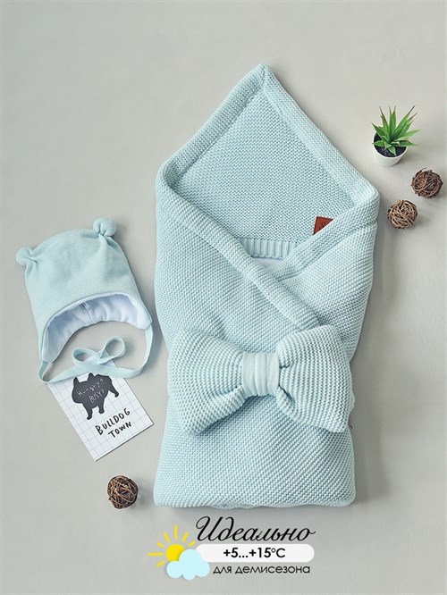 Конверт демисезонный с уголком вязаный Sofuto Knite Blue