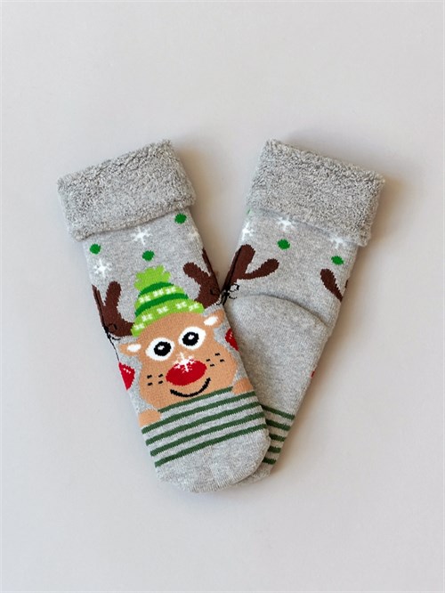 Носочки махровые Striped deer, серый